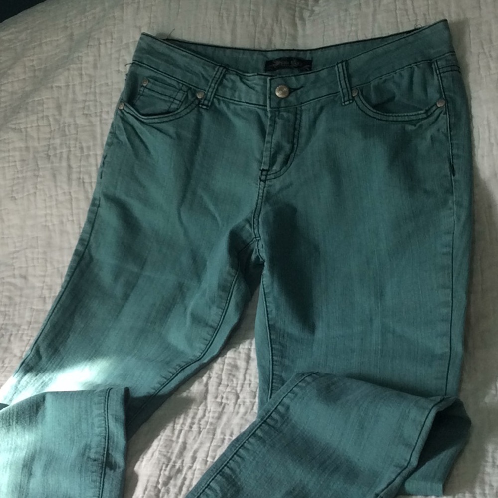 Brama Gold teal green jeans Size 5/6 straight leg. W164